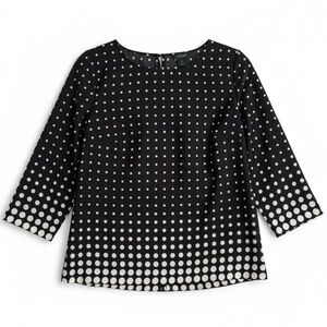 New J. Crew Blouse Black White Polka Dot 3/4 Sleeve Workwear Party Top Small